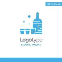 bebida botella vidrio irlanda azul sólido logotipo plantilla lugar para eslogan vector