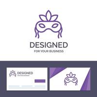 Creative Business Card and Logo template Mask Costume Venetian Madrigals Vector Illustration