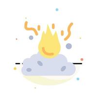 Burn Fire Garbage Pollution Smoke Abstract Flat Color Icon Template vector