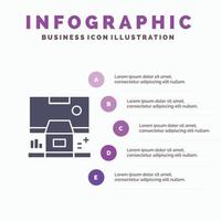 Cabin Center Control Panel Room Solid Icon Infographics 5 Steps Presentation Background vector