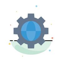 Gear Setting Globe Abstract Flat Color Icon Template vector