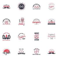 Happy fathers day 16 Black and Pink typography set Vector emblems Lettering for greeting cards banners tshirt design You are the best dad Editable Vector Design Elements