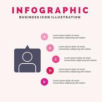 Contact Instagram Sets Solid Icon Infographics 5 Steps Presentation Background vector