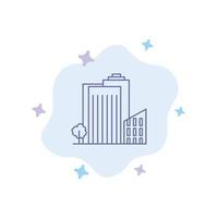 Building Build Dormitory Tower Real Estate Blue Icon on Abstract Cloud Background vector