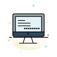 Computer Monitor Text Education Abstract Flat Color Icon Template vector