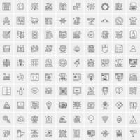 conjunto de 100 iconos de línea de negocios creativos vector