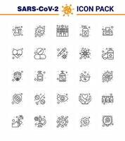 25 line viral Virus corona icon pack such as box handcare infection hand spray viral coronavirus 2019nov disease Vector Design Elements