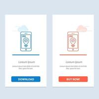 Navigation Location Pointer Smartphone  Blue and Red Download and Buy Now web Widget Card Template vector