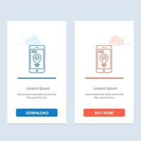 Navigation Location Pointer Smartphone  Blue and Red Download and Buy Now web Widget Card Template vector