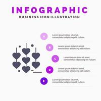 corazón amor cadena sólido icono infografía 5 pasos presentación antecedentes vector