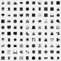 Set of 100 Universal Solid Icons vector