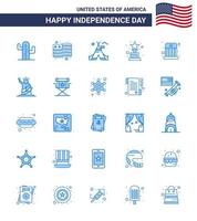 Happy Independence Day USA Pack of 25 Creative Blues of hat entertainment tent circus award Editable USA Day Vector Design Elements