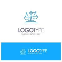 juez de la corte de equilibrio ley de justicia escalas de escala legal logotipo de contorno azul con lugar para el eslogan vector
