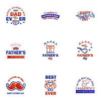 Happy Fathers Day Appreciation Vector Text Banner 9 Blue and red Background for Posters Flyers Marketing Greeting Cards Editable Vector Design Elements