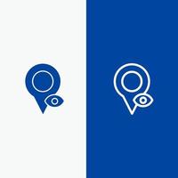 Eye Location Map Pointer Line and Glyph Solid icon Blue banner Line and Glyph Solid icon Blue banner vector
