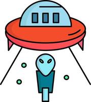 alien space ufo spaceship mars Flat Color Icon Vector