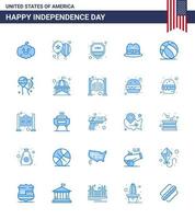 Set of 25 USA Day Icons American Symbols Independence Day Signs for usa ball shield football cap Editable USA Day Vector Design Elements