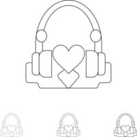 Handbag Hearts Love Loving Wedding Bold and thin black line icon set vector