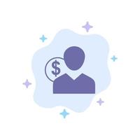 Client User Costs Employee Finance Money Person Blue Icon on Abstract Cloud Background vector