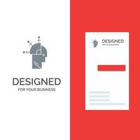 User Man Mind Programming Art Grey Logo Design and Business Card Template vector