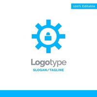 Gear Setting Lock Support Blue Solid Logo Template Place for Tagline vector