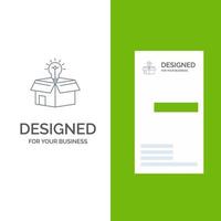 Box Business Idea Solution Bulb Grey Logo Design and Business Card Template vector