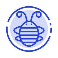 abeja insecto escarabajo error mariquita mariquita línea punteada azul icono de línea vector