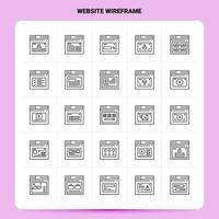 OutLine 25 Website Wireframe Icon set Vector Line Style Design Black Icons Set Linear pictogram pack Web and Mobile Business ideas design Vector Illustration