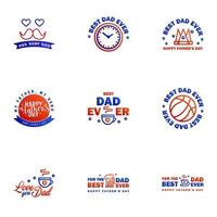 Happy fathers day 9 Blue and red vintage retro type font Illustrator eps10 Editable Vector Design Elements