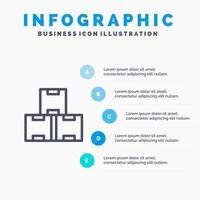 icono de línea de stock de producción de stock de industria industrial con fondo de infografía de presentación de 5 pasos vector