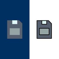 Card Memory Card Storage Data  Icons Flat and Line Filled Icon Set Vector Blue Background