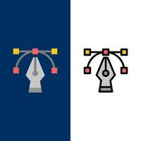 Design Graphic Tool  Icons Flat and Line Filled Icon Set Vector Blue Background