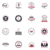 16 Black and Pink Happy Fathers Day Design Collection A set of twelve brown colored vintage style Fathers Day Designs on light background Editable Vector Design Elements