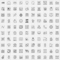 conjunto de 100 iconos de línea de negocios creativos vector