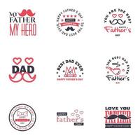 Happy fathers day greeting cards set 9 Black and Pink Vector typography lettering Usable for banners print You are the best dad text design Editable Vector Design Elements