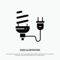 Bulb Economic Electrical Energy Light Bulb Plug solid Glyph Icon vector