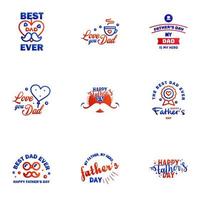 Set of fathers day 9 Blue and red design elements Editable Vector Design Elements