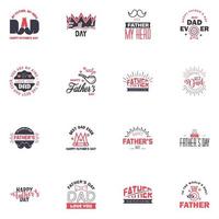 Happy fathers day greeting cards set 16 Black and Pink Vector typography lettering Usable for banners print You are the best dad text design Editable Vector Design Elements