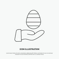 Hand Egg Easter Nature Line Icon Vector