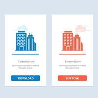 Building Office Tower Head office  Blue and Red Download and Buy Now web Widget Card Template vector