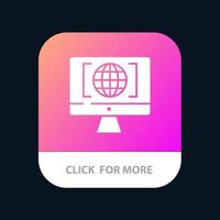 Computer Internet World Big Think Mobile App Button Android and IOS Glyph Version vector