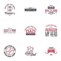 Happy fathers day 9 Black and Pink typography set Vector emblems Lettering for greeting cards banners tshirt design You are the best dad Editable Vector Design Elements