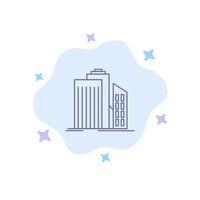 Skyscraper Architecture Buildings Business Office Real Estate Blue Icon on Abstract Cloud Background vector