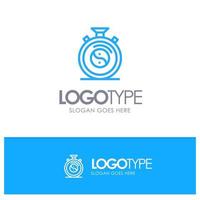 práctica de meditación de concentración de reloj logotipo de contorno azul con lugar para el eslogan vector