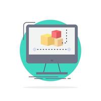 Animation computer editor monitor software Flat Color Icon Vector