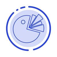 diagrama de presentación de gráfico circular línea punteada azul icono de línea vector