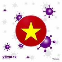 reza por vietnam covid19 coronavirus tipografía bandera quédate en casa mantente saludable cuida tu propia salud vector