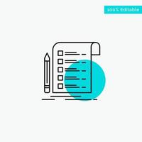 File Report Invoice Card Checklist turquoise highlight circle point Vector icon