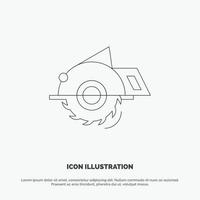 Saw Building Circular Saw Construction Repair Line Icon Vector