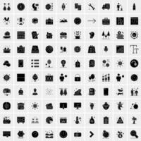 Set of 100 Universal Solid Icons vector